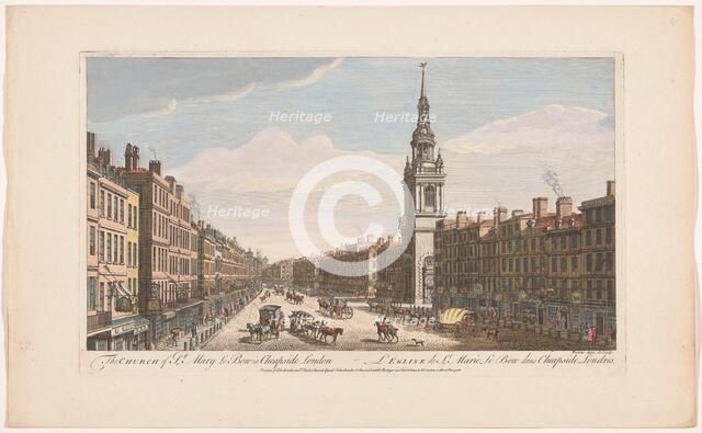 View of the church of St. Mary le Bow in Cheapside London, 1745-1753. Creator: Thomas Bowles.