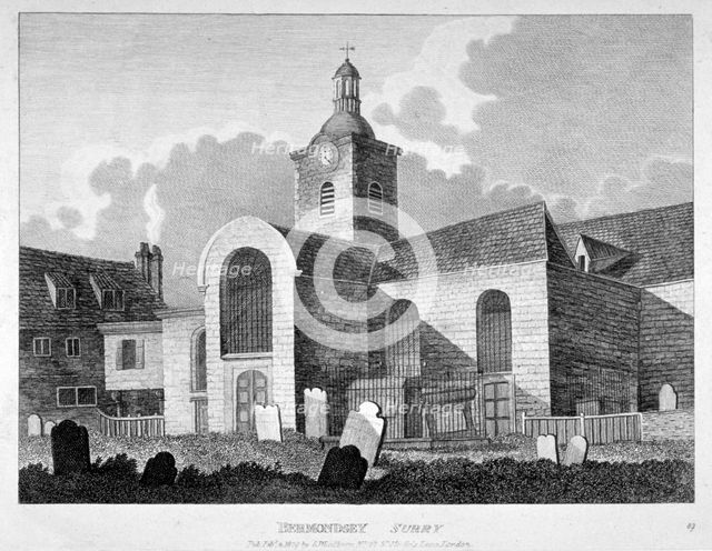 View of the Church of St Mary Magdalen, Bermondsey, London, 1809. Artist: Anon