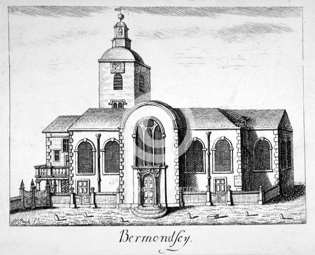 View of the Church of St Mary Magdalen, Bermondsey, London, c1780.            Artist: James Peak