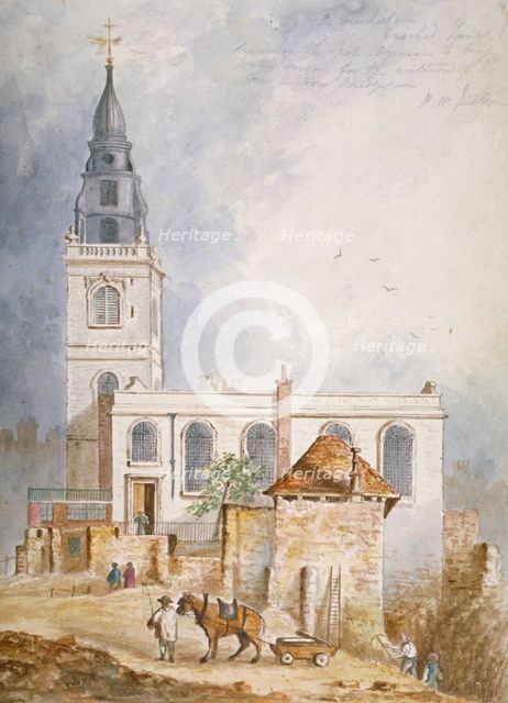 View of the Church of St Michael, Crooked Lane, City of London, 1831. Artist: Percy William Justyne