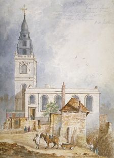 View of the Church of St Michael, Crooked Lane, City of London, 1831. Artist: Percy William Justyne