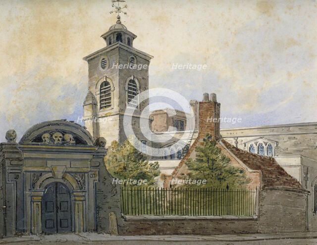 View of the Church of St Olave, Hart Street, from Seething Lane, City of London, 1815. Artist: William Pearson