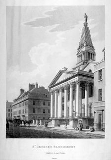 View of the Church of St George, Bloomsbury, London, 1799. Artist: Thomas Malton II