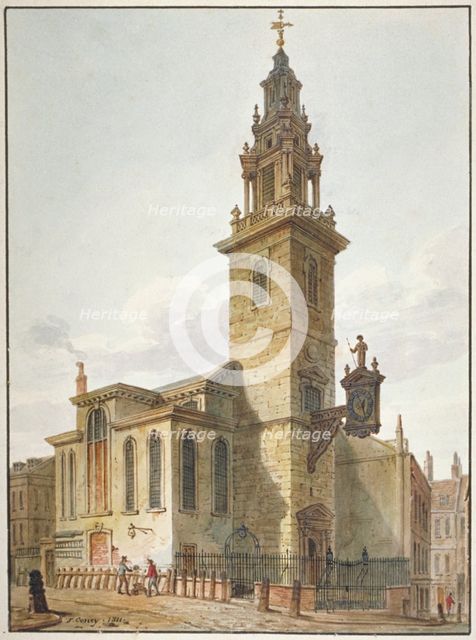 View of the Church of St James Garlickhythe, City of London, 1811. Artist: John Coney