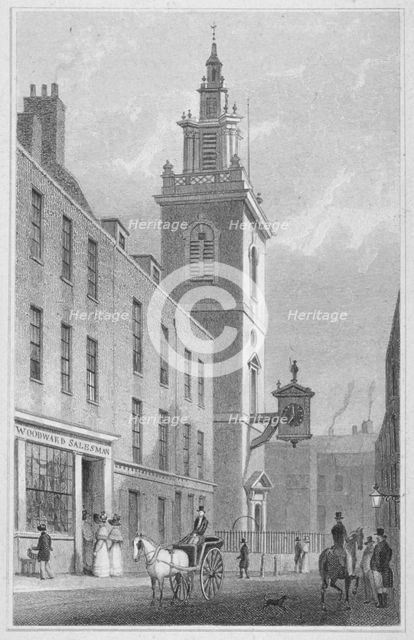 View of the Church of St James Garlickhythe, City of London, 1830. Artist: R Acon