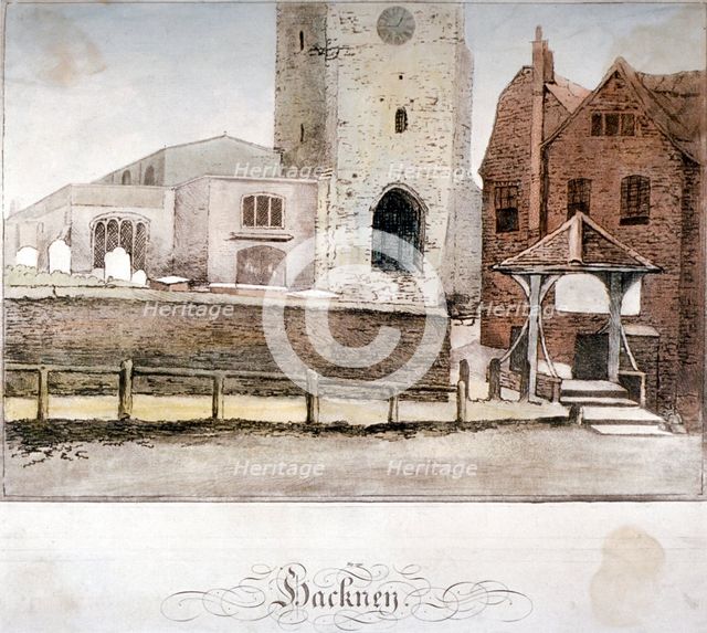 View of the Church of St John at Hackney, London, c1795. Artist: Anon