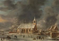 View of the Church of Sloten in the Winter, 1640-1666. Creator: Jan Abrahamsz Beerstraten