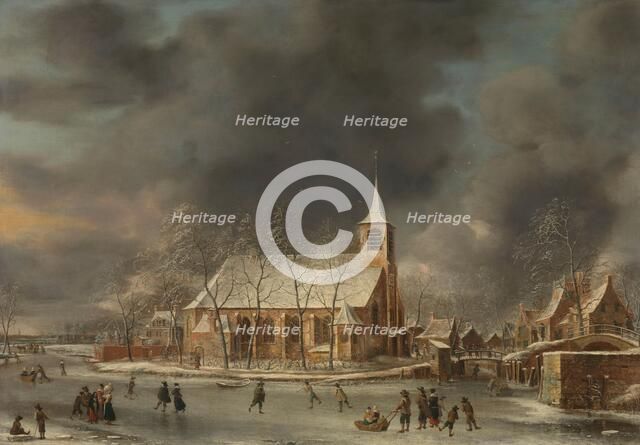 View of the Church of Sloten in the Winter, 1640-1666. Creator: Jan Abrahamsz Beerstraten.