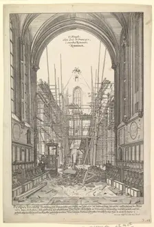 View of the Church of the Franciscans in Nuremberg under Reconstruction, from the series V....n.d. Creator: Johann Ulrich Kraus