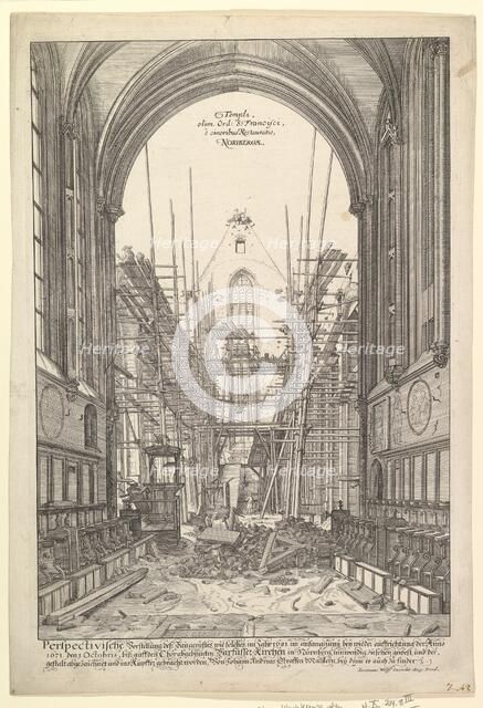 View of the Church of the Franciscans in Nuremberg under Reconstruction, from the series V....n.d. Creator: Johann Ulrich Kraus.