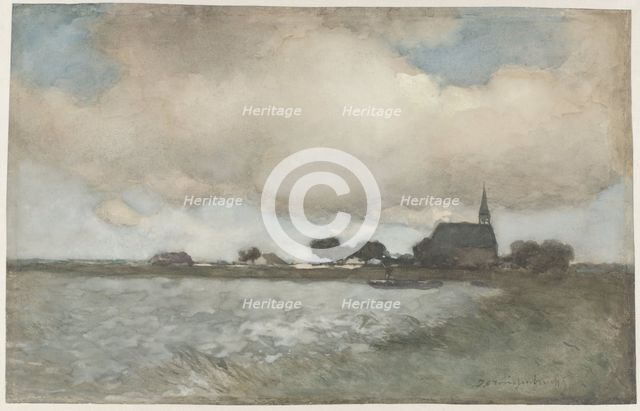 View of the Church at Noordse Dorp near Noorden, c.1880-c.1885. Creator: Jan Hendrik Weissenbruch.