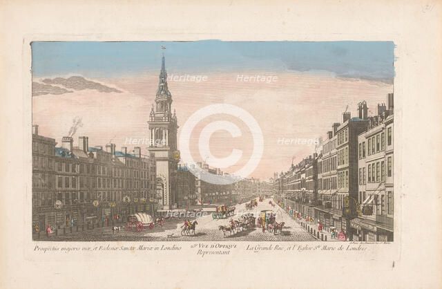 View of the Church Saint Mary-le-Bow on Cheapside in London, 1745-1775. Creator: Anon.