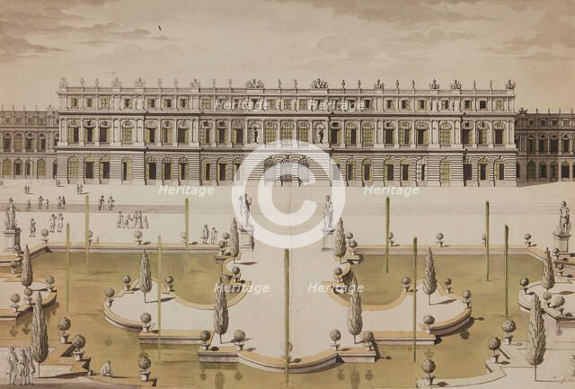 View of the Château of Versailles from the side of Le Nôtre's Parterre d'Eau, about 1680. Creator: Israel Silvestre.