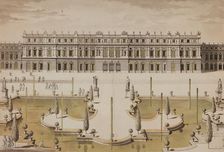 View of the Château of Versailles from the side of Le Nôtre's Parterre d'Eau, about 1680. Creator: Israel Silvestre