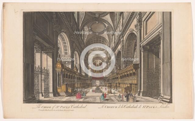 View of the choir of Saint Paul's Cathedral in London, in or after 1752-1766. Creator: Thomas Bowles.