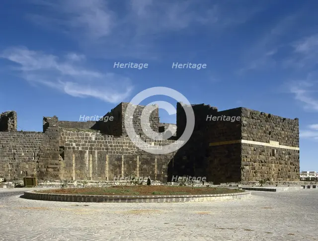 View of the citadel, built in the 8th century, Bosra, Syria, 2001. Creator: LTL.