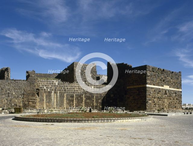 View of the citadel, built in the 8th century, Bosra, Syria, 2001. Creator: LTL.
