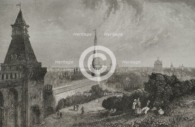 View of the city from the esplanade of the Kremlin, Moscow, Russia, 1839. Creator: Hippolyte Lalaisse.