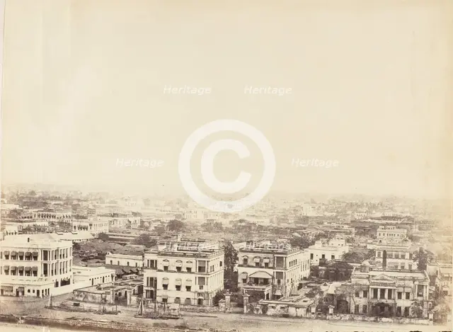 [View of the City from the Ochterlony Monument, Calcutta], 1850s. Creator: Captain R. B. Hill.
