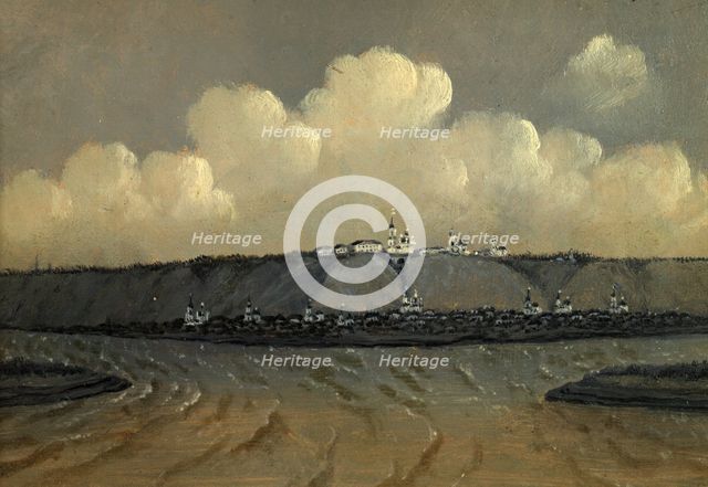 View of the City of Tobol'sk, the Right Bank of the Irtysh River From the Mouth of..., 1880-1889. Creator: Pavel Mikhailovich Kosharov.