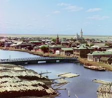 View of the city of Tobolsk from the north, from the bell tower of the Church..., 1912. Creator: Sergey Mikhaylovich Prokudin-Gorsky