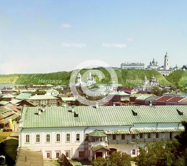 View of the city of Tobolsk from the bell tower of the Church of the Transfiguration..., 1912. Creator: Sergey Mikhaylovich Prokudin-Gorsky.