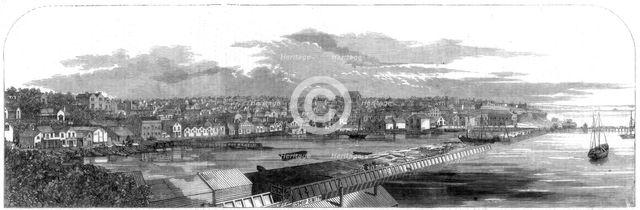 View of the city of Auckland, New Zealand, with the new commercial embankment, 1860. Artist: Unknown