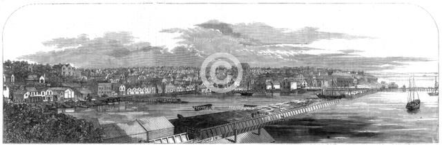 View of the city of Auckland, New Zealand, with the new commercial embankment, 1860. Artist: Unknown