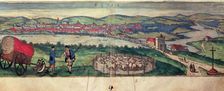 View of the city of Ecija and the Genil river. Engraving in the work Civitates Orbis Terrarum …