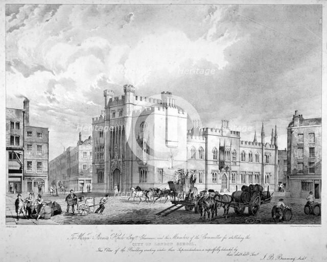 View of the City of London School, Honey Lane Market, Milk Street, City of London, 1835.             Creator: GE Madeley.