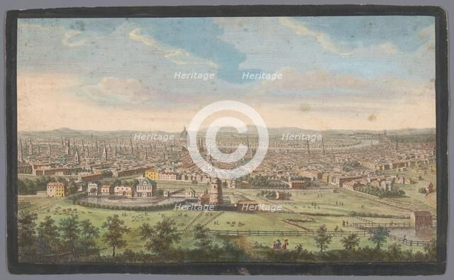 View of the city of London seen from the north side, 1753. Creator: Stevens.