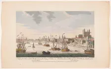 View of the city of London seen from the River Thames, 1753. Creator: Johann Michael Muller