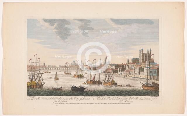 View of the city of London seen from the River Thames, 1753. Creator: Johann Michael Muller.