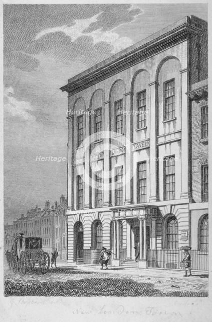 View of the City of London Tavern from Bishopsgate, City of London, 1809. Artist: Samuel Rawle