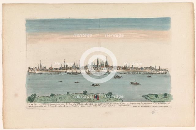 View of the city of Mainz on the River Rhine, 1759-c.1796. Creators: Louis-Joseph Mondhare, Anon.