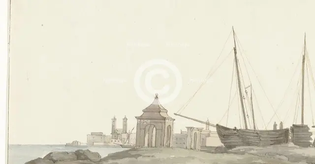 View of the city of Molfetta on the coast, 1778. Creator: Louis Ducros.