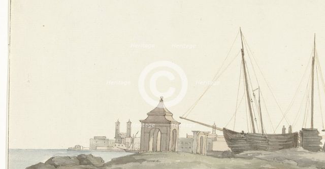 View of the city of Molfetta on the coast, 1778. Creator: Louis Ducros.