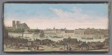 View of the city of Paris seen from the Quai de Miramion, 1700-1799. Creators: Anon, Jacques Rigaud