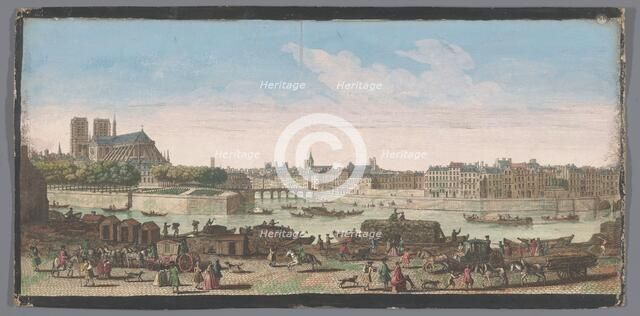 View of the city of Paris seen from the Quai de Miramion, 1700-1799. Creators: Anon, Jacques Rigaud.