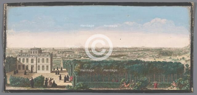 View of the city of Paris seen from the village of Ménilmontant, 1700-1799. Creators: Anon, Jacques Rigaud.