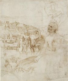 View of the city of Perugia, with the penitent St Jerome in the foreground, 1500-1504. Artist: Perugino