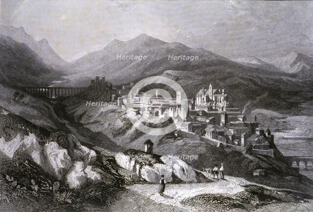 View of the city of Plasencia (Cáceres), engraving in 'Voyage Pittoresque en Espagne et en Portug…