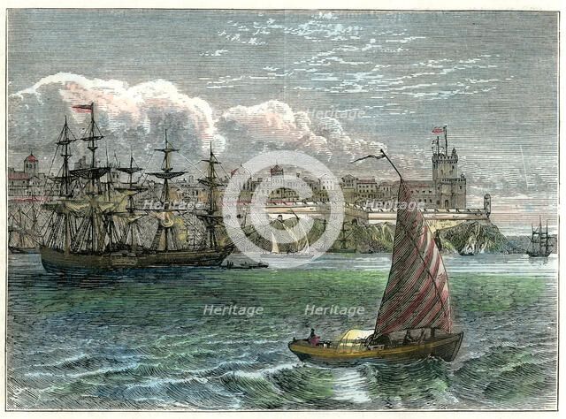 View of the city of San Domingo from the harbour, Dominican Republic, c1880. Artist: Unknown