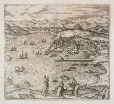 View of the city of Santander. Engraving for the work Civitates Orbis Terrarrum 1576, by Georg…