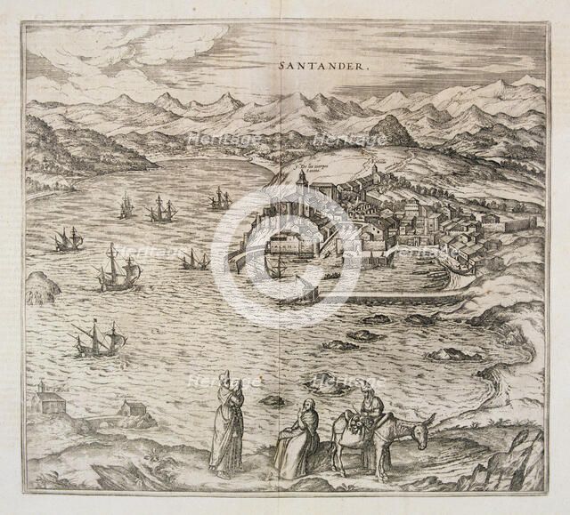 View of the city of Santander. Engraving for the work 'Civitates Orbis Terrarrum', 1576, by Georg…