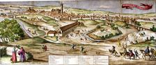 View of the city of Seville, engraving of 16th century