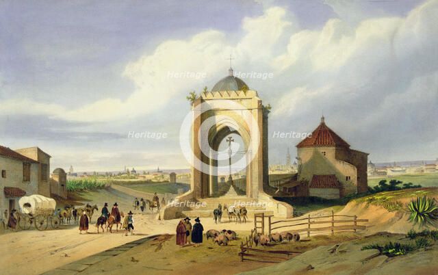 View of the city of Seville from the Cruz del Campo, engraving.