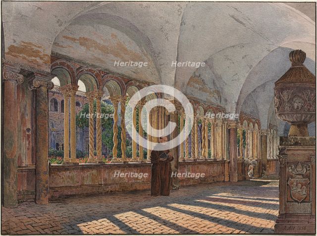 View of the Cloister of San Giovanni in Laterano, Rome, 1836. Creator: Jakob Alt (Austrian, 1789-1872).