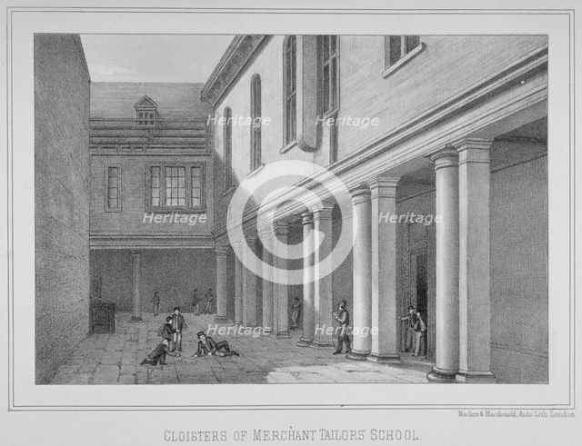 View of the cloisters of the Merchant Taylors' School, City of London, 1860. Artist: Maclure, Macdonald, Macgregor