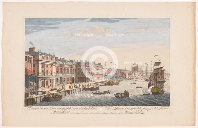 View of the Custom House on the River Thames in London, 1753. Creator: Thomas Bowles.